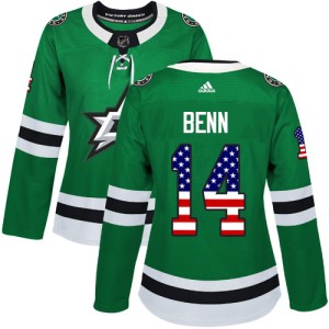 Women's Dallas Stars Jamie Benn Adidas Authentic USA Flag Fashion Jersey - Green