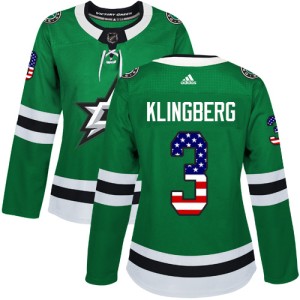 Women's Dallas Stars John Klingberg Adidas Authentic USA Flag Fashion Jersey - Green