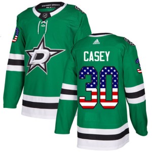 Men's Dallas Stars Jon Casey Adidas Authentic USA Flag Fashion Jersey - Green
