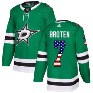 Youth Dallas Stars Neal Broten Adidas Authentic USA Flag Fashion Jersey - Green