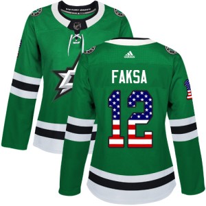 Women's Dallas Stars Radek Faksa Adidas Authentic USA Flag Fashion Jersey - Green