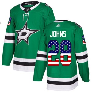 Youth Dallas Stars Stephen Johns Adidas Authentic USA Flag Fashion Jersey - Green