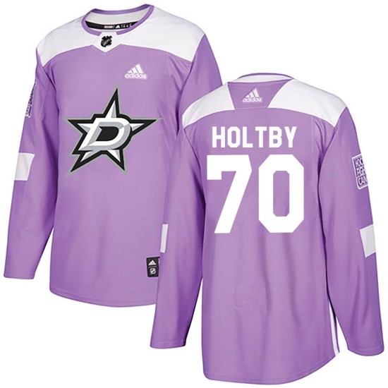 Men's Dallas Stars Braden Holtby Adidas Authentic Fights Cancer Practice Jersey - Purple