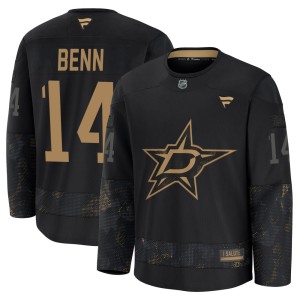 Men's Dallas Stars Jamie Benn Fanatics Premium 2024 Military Appreciation Practice Jersey - Black