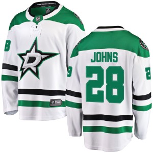 Youth Dallas Stars Stephen Johns Fanatics Branded Breakaway Away Jersey - White