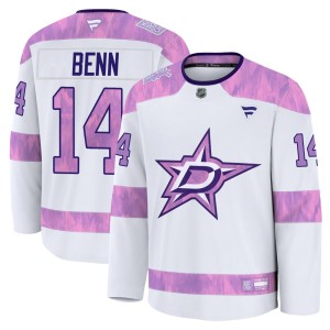 Youth Dallas Stars Jamie Benn Fanatics Premium 2024 Hockey Fights Cancer Practice Jersey - White