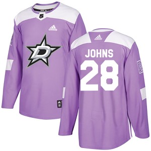 Youth Dallas Stars Stephen Johns Adidas Authentic Fights Cancer Practice Jersey - Purple